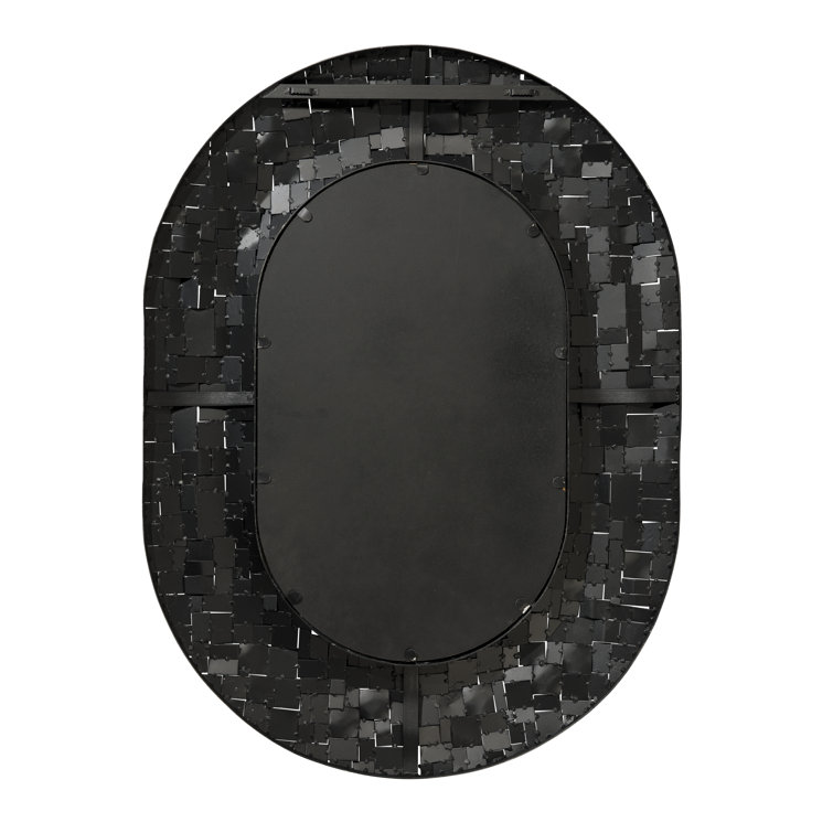 Black Iron Patchwork Rectangular Wall Mirror