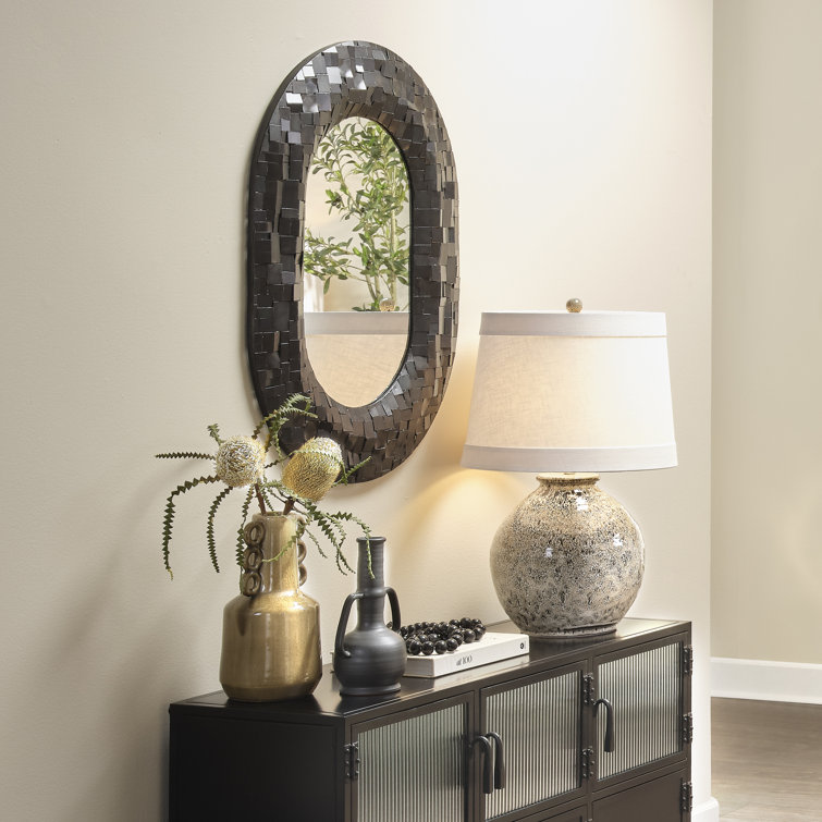 Black Iron Patchwork Rectangular Wall Mirror