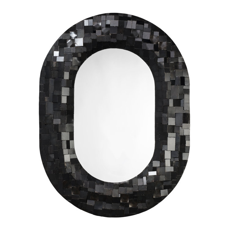 Black Iron Patchwork Rectangular Wall Mirror