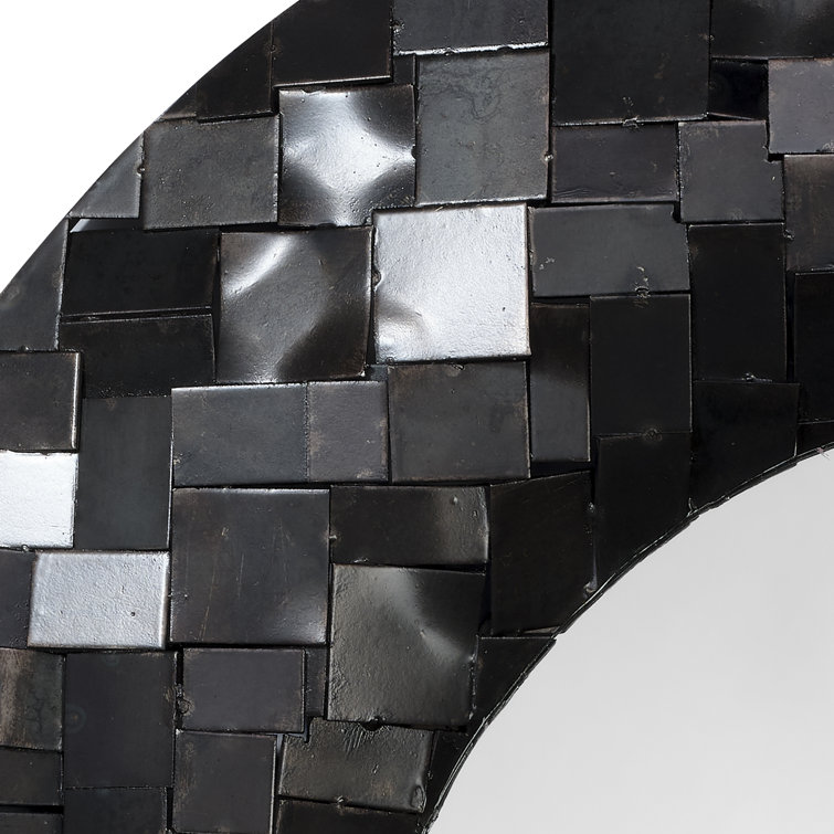 Black Iron Patchwork Rectangular Wall Mirror