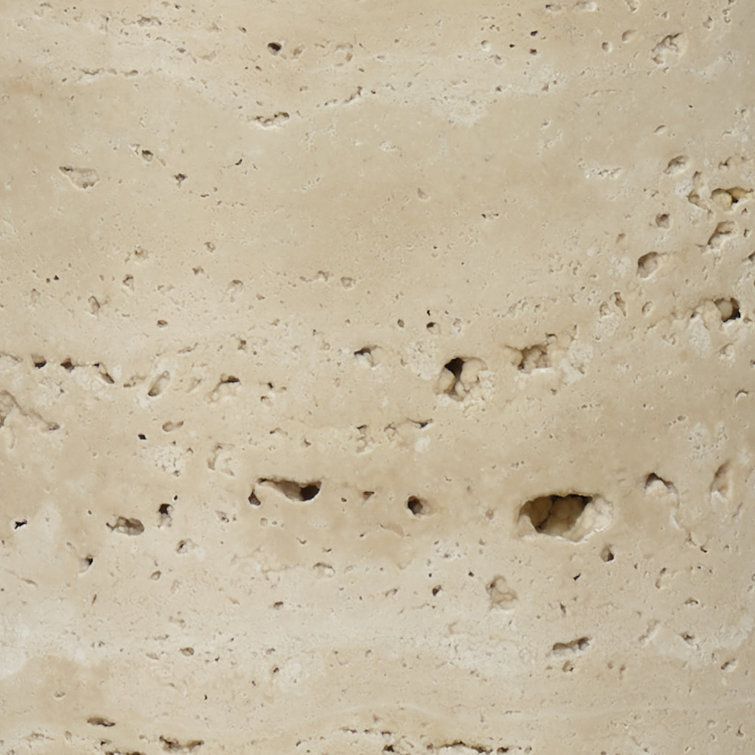 Handcrafted Travertine Table Lamp with White Linen Shade