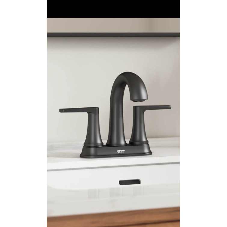 Matte Black 2-Handle Centerset Bathroom Faucet with Drain Assembly
