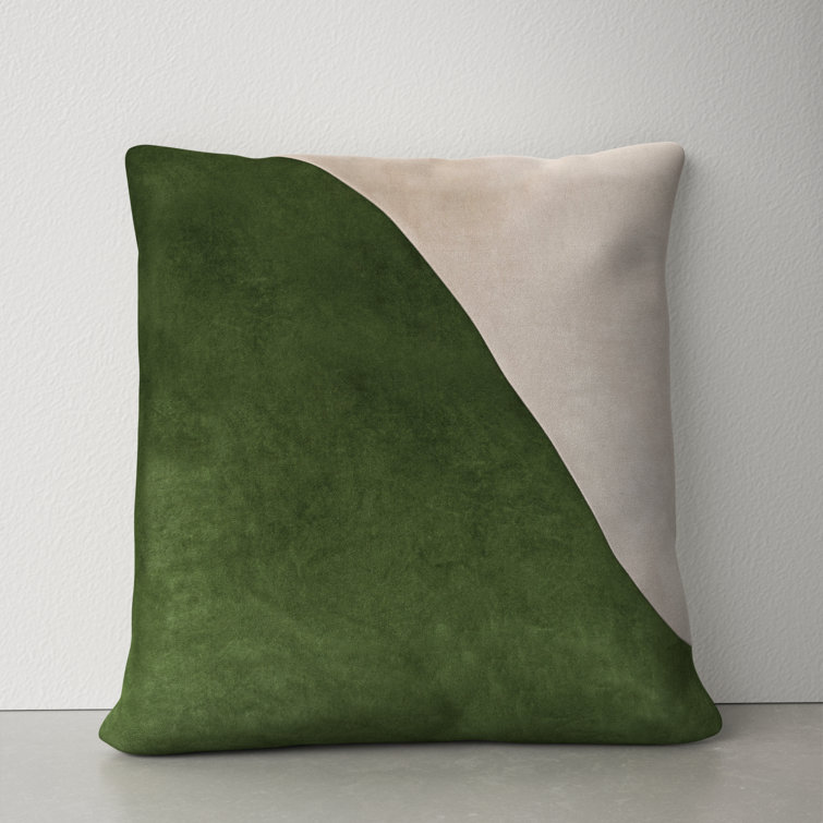 Green and White Cotton Square Throw Pillow Set