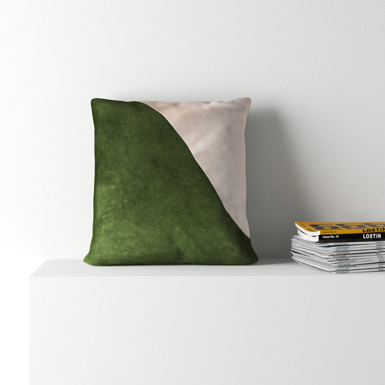 Green and White Cotton Square Throw Pillow Set