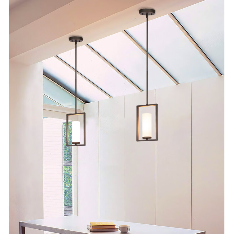 Dark Bronze Mini Pendant Light with White Acrylic Shade