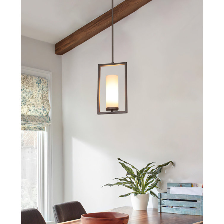 Dark Bronze Mini Pendant Light with White Acrylic Shade