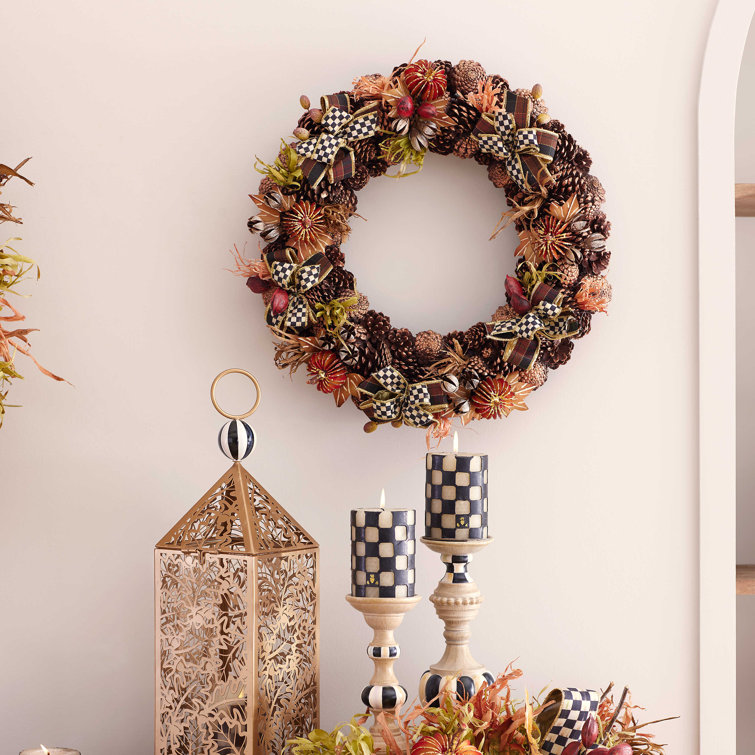 Autumn Pinecone and Ribbon Grapevine Wreath