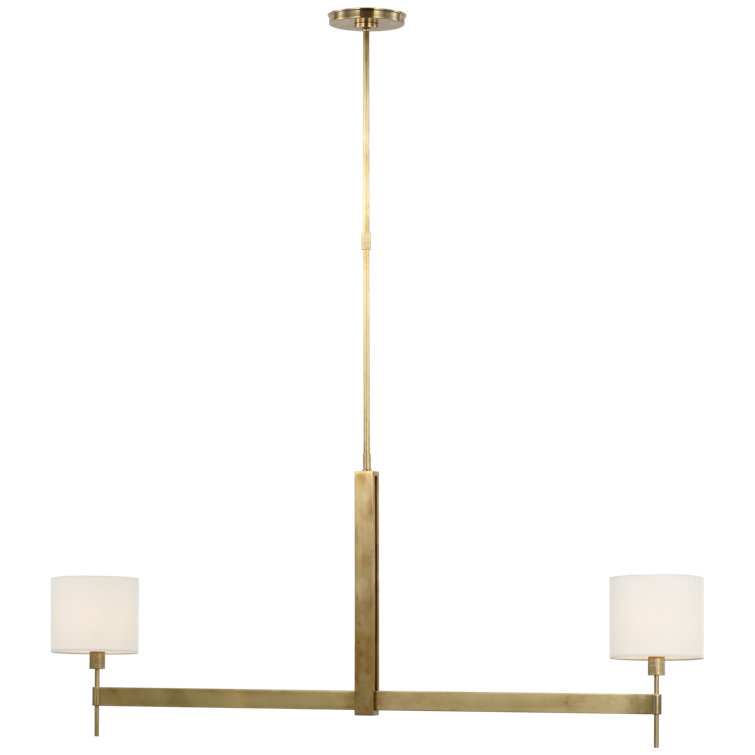 Antique Brass 54" Modern Chandelier with Linen Shades