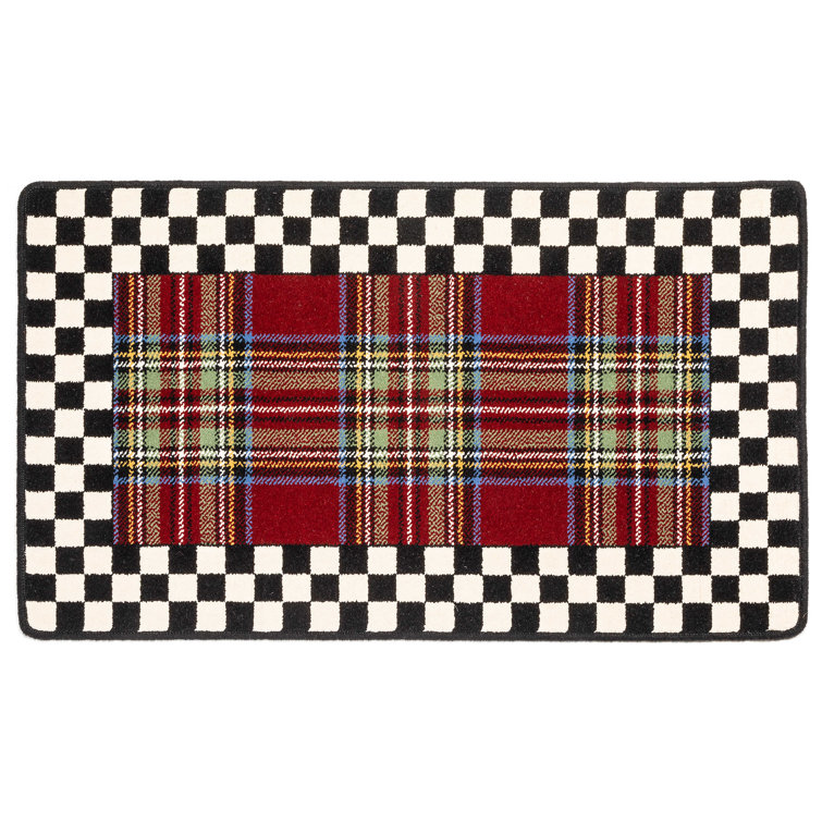 Hand-Woven Red and Black Wool Tartan Area Rug