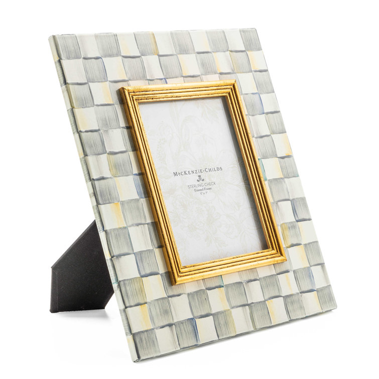 Hand-Painted Sterling Check 5x7 Black and Gray Tabletop Frame