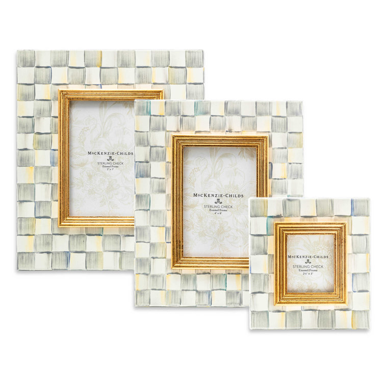 Hand-Painted Sterling Check 5x7 Black and Gray Tabletop Frame