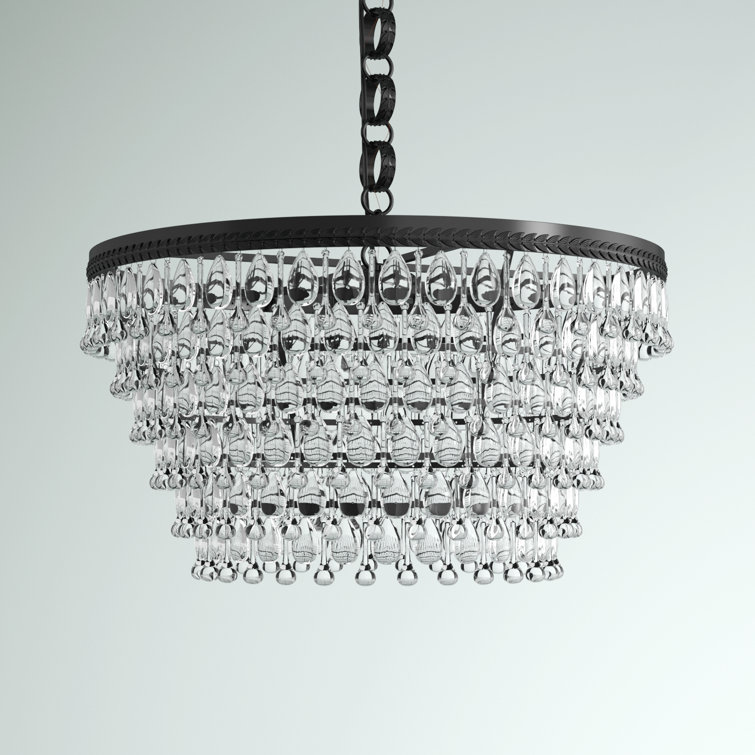 Nordic Black and Clear Iron and Glass 6-Light Chandelier