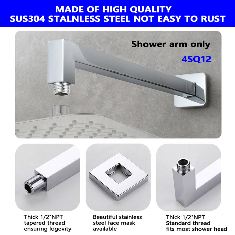 12" Chrome Ceiling Mount Shower Arm