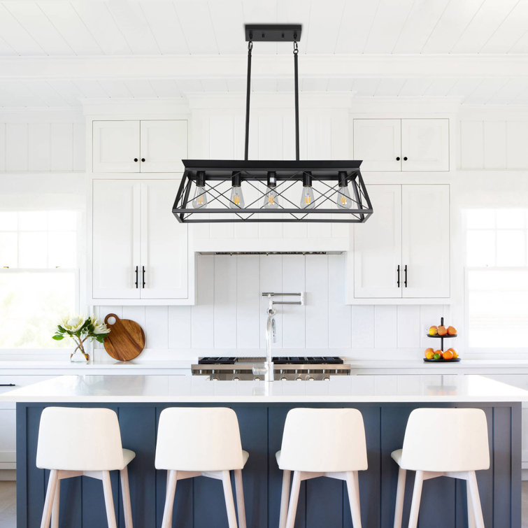 Black Metal 5-Light Adjustable Kitchen Island Pendant