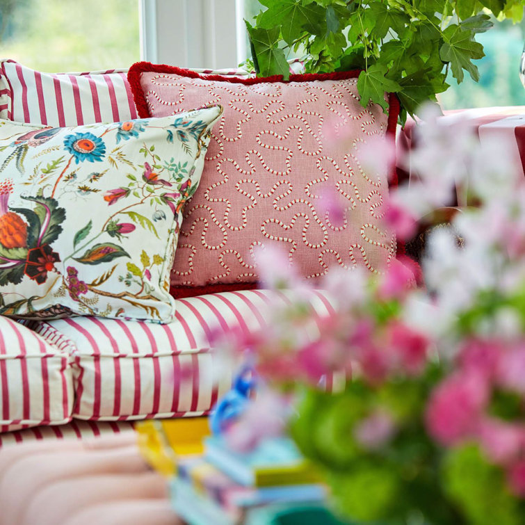 Spinel Pink and White Cotton Ribbon Stripe Fabric