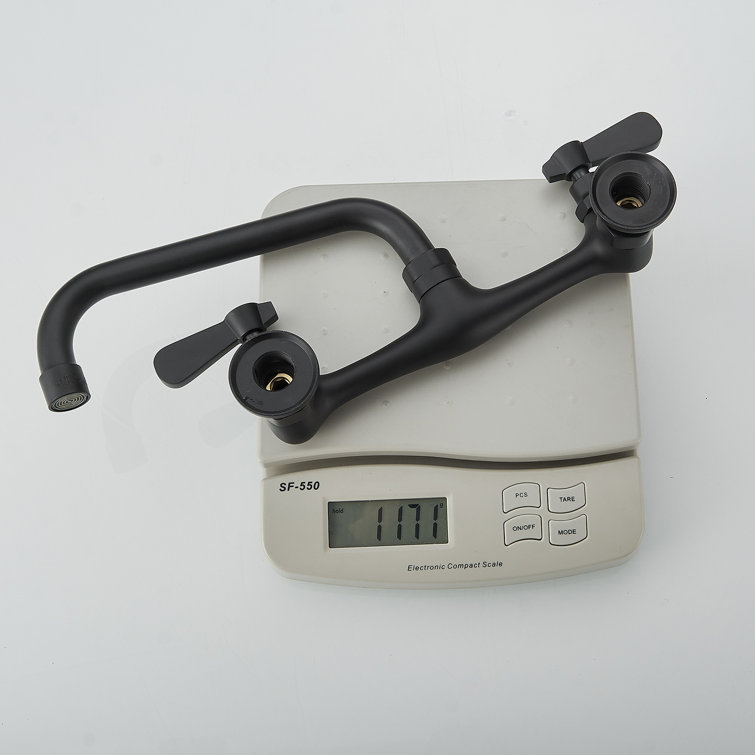 Matte Black Wall-Mount Dual Handle Kitchen Faucet