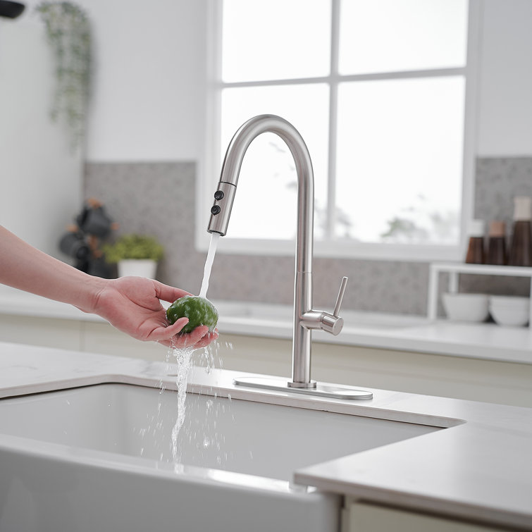 Brushed Nickel High-Arc Pull-Out Spray Kitchen Faucet