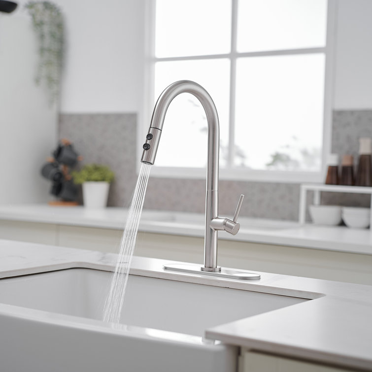 Brushed Nickel High-Arc Pull-Out Spray Kitchen Faucet