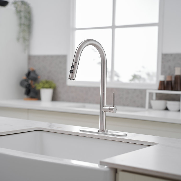 Brushed Nickel High-Arc Pull-Out Spray Kitchen Faucet