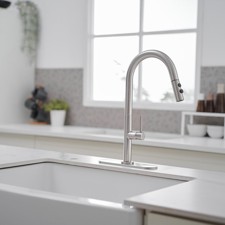 Brushed Nickel High-Arc Pull-Out Spray Kitchen Faucet