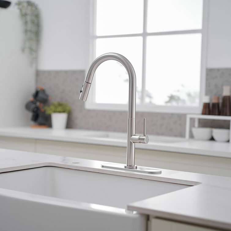 Brushed Nickel High-Arc Pull-Out Spray Kitchen Faucet