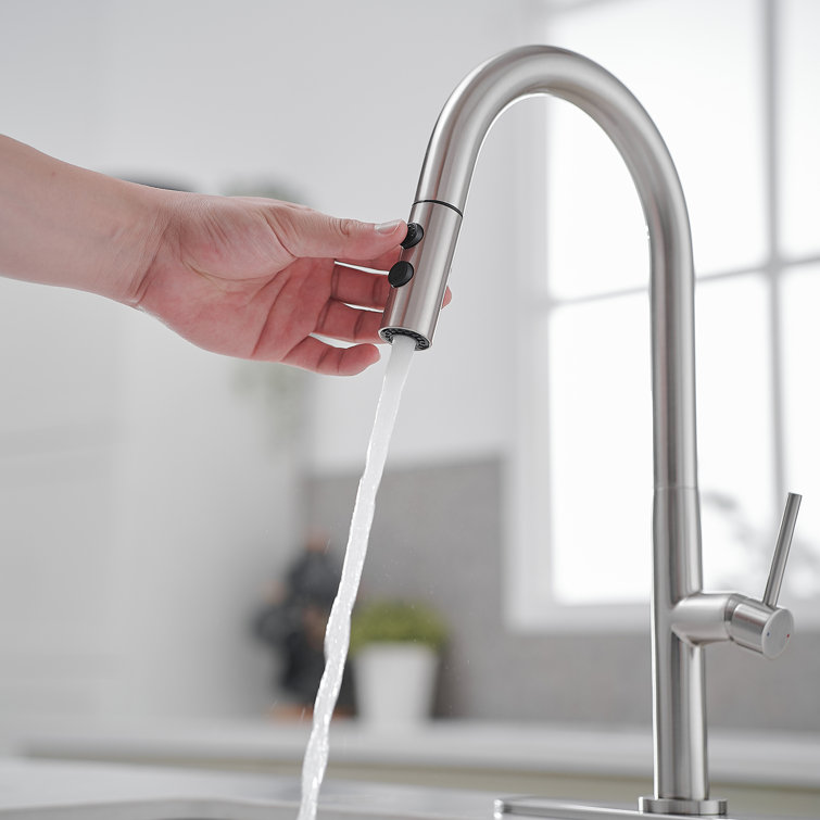 Brushed Nickel High-Arc Pull-Out Spray Kitchen Faucet