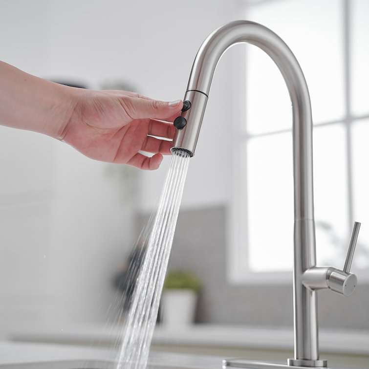 Brushed Nickel High-Arc Pull-Out Spray Kitchen Faucet