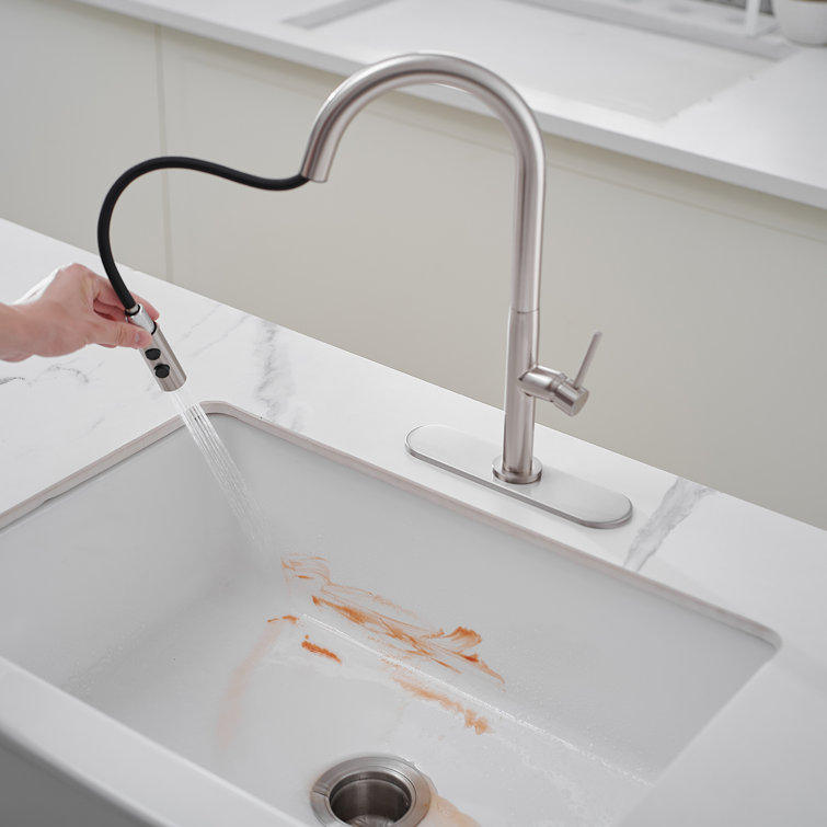 Brushed Nickel High-Arc Pull-Out Spray Kitchen Faucet