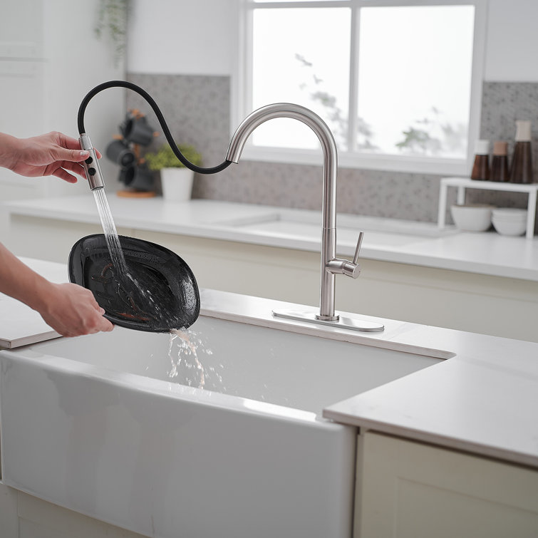 Brushed Nickel High-Arc Pull-Out Spray Kitchen Faucet