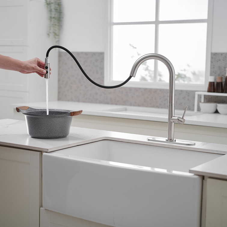 Brushed Nickel High-Arc Pull-Out Spray Kitchen Faucet