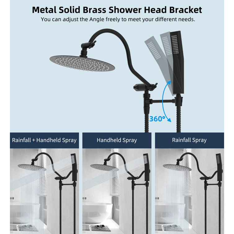 Matte Black 10'' High Pressure Rainfall Shower Head with Handheld Combo