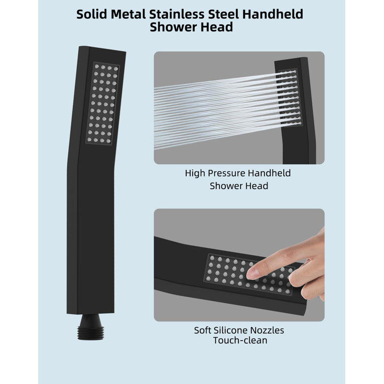 Matte Black 10'' High Pressure Rainfall Shower Head with Handheld Combo
