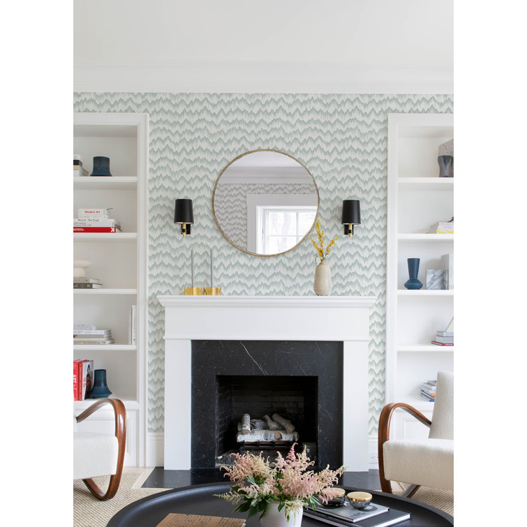 Holmby Seafoam Brushstroke Zigzag Non-Woven Wallpaper