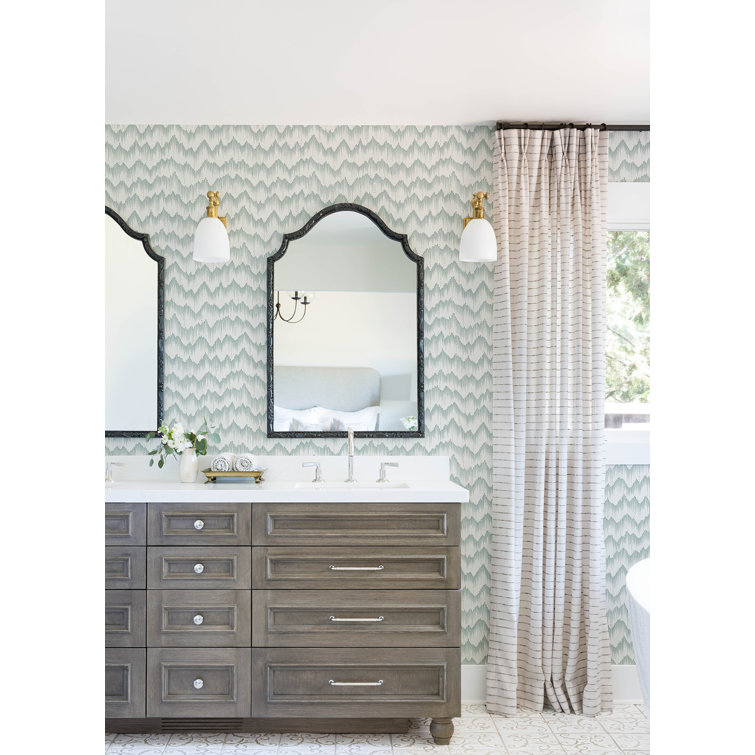 Holmby Seafoam Brushstroke Zigzag Non-Woven Wallpaper