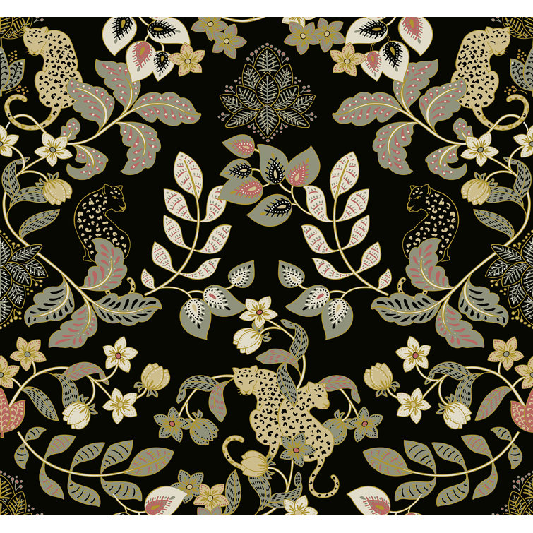 Getty Black and Gold Jungle Damask Non-Pasted Wallpaper