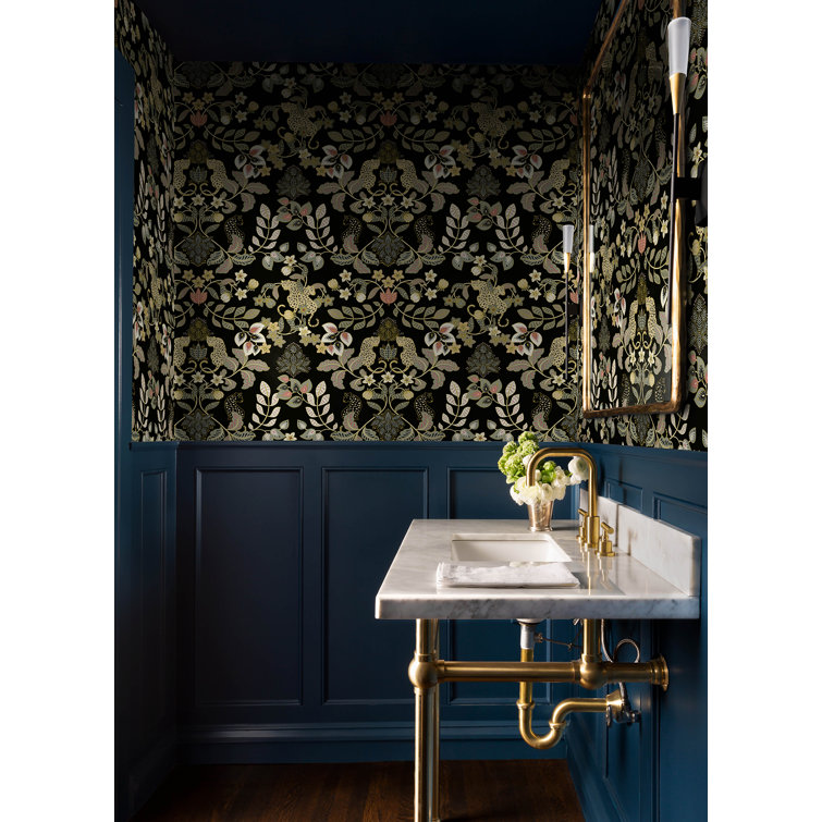 Getty Black and Gold Jungle Damask Non-Pasted Wallpaper