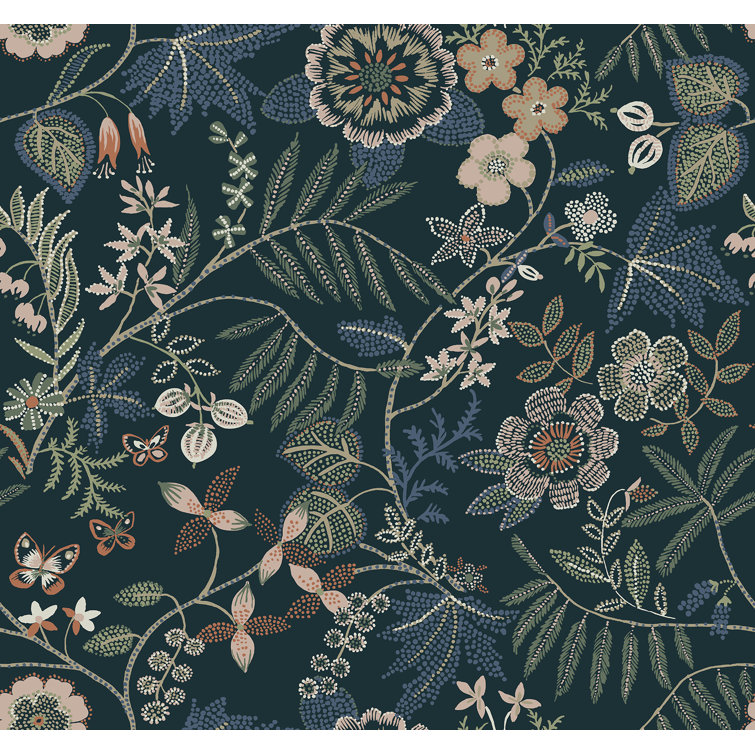 Marilyn Sea Green Floral Trail Non-Pasted Washable Wallpaper