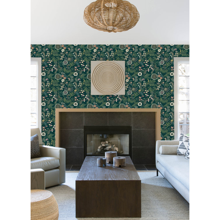 Marilyn Green Floral Non-Woven Washable Wallpaper