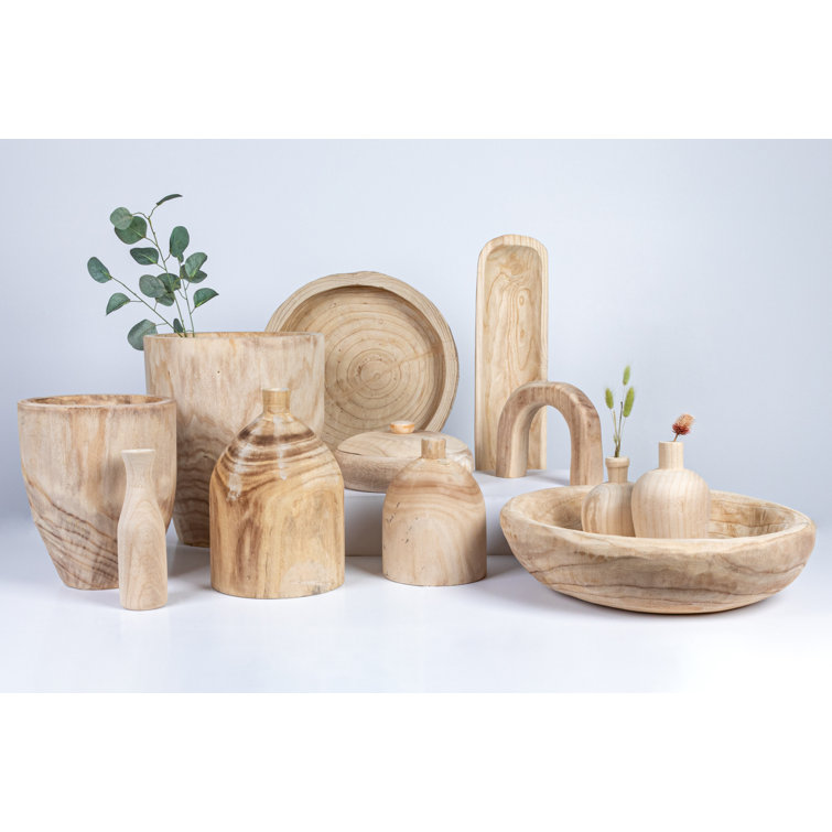 Kailyn Oval Paulownia Wood Decorative Bowl - Rustic Brown