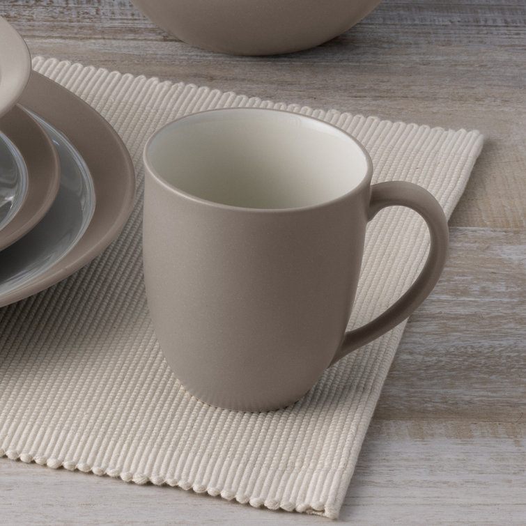Sand Ceramic 4-Piece Breakfast Bowl and Plate Set