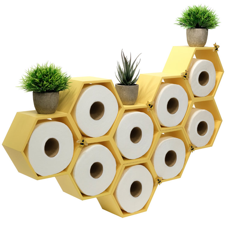 Yellow Honeycomb Wall Mounted Toilet Paper Holder