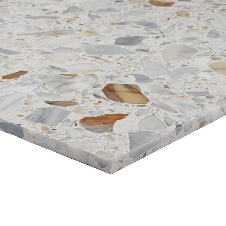 Calacatta White/Cream Large Format Honed Terrazzo Floor and Wall Tile