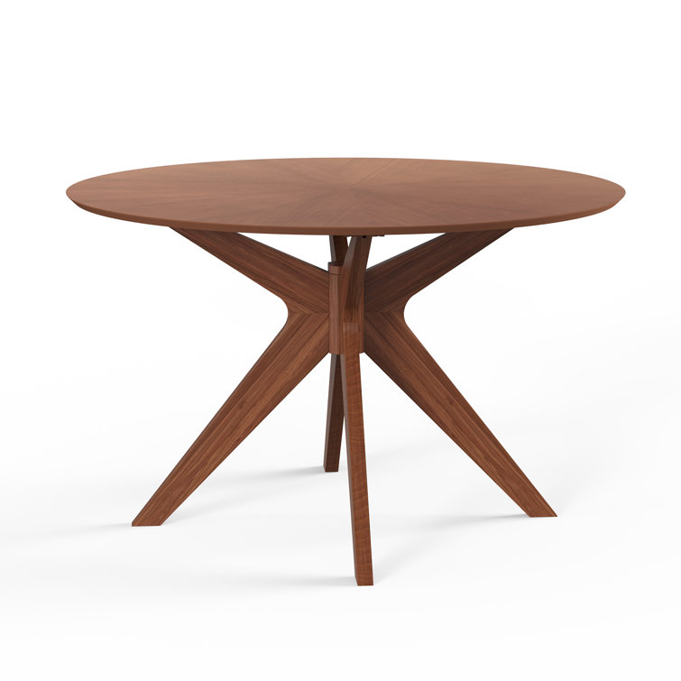 Walnut Round Mid-Century Modern Dining Table
