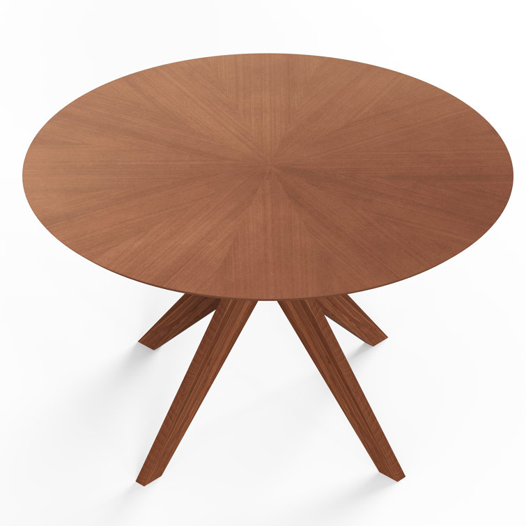 Walnut Round Mid-Century Modern Dining Table
