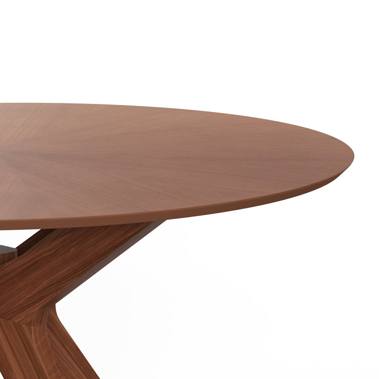 Walnut Round Mid-Century Modern Dining Table