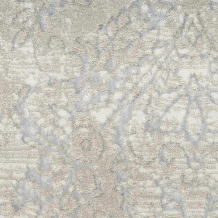 Iliana Beige Grey 4' x 6' Synthetic Damask Area Rug