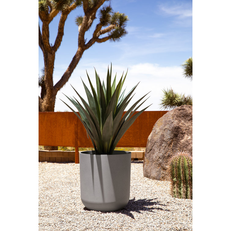 Gray 20" Plastic-Stone Indoor/Outdoor Planter