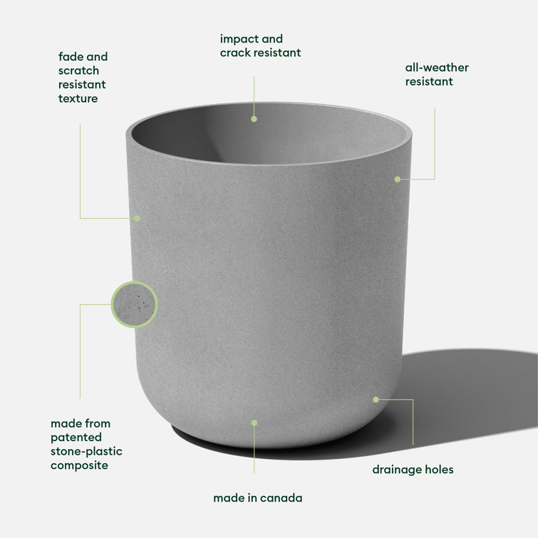 Gray 20" Plastic-Stone Indoor/Outdoor Planter