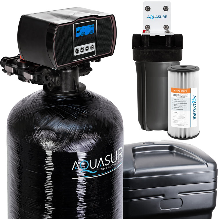 Aquasure 64,000 Grain Black Reinforced Fiberglass Water Softener System