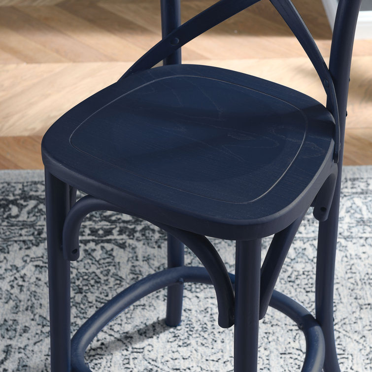 Modern Farmhouse Elm Wood Gear Counter Stool in Black